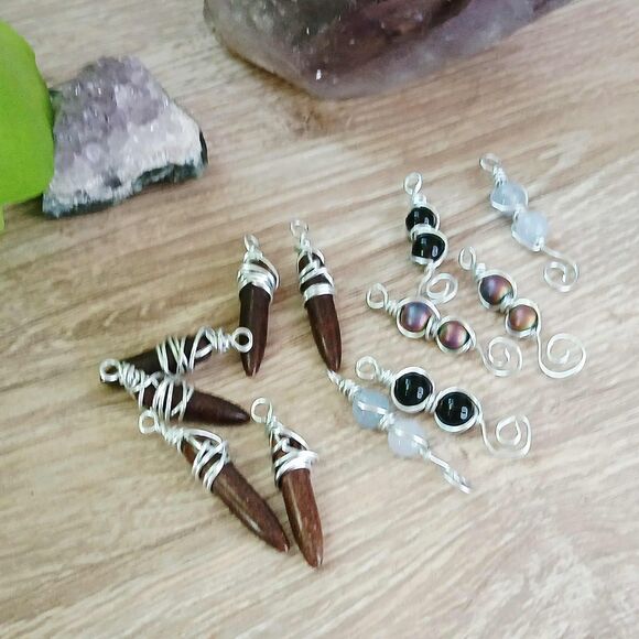 12 piece beaded charm dangles for jewelry making, gemstone craft supplies - Picture 1 of 3